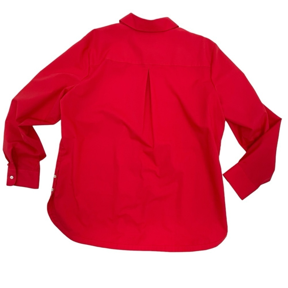 Foxcroft Womens Size 18 wrinkle Red button down shirt blouse Y neck top - Picture 3 of 8